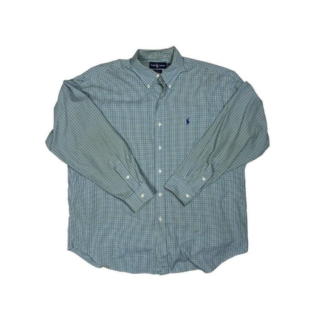 Polo Ralph Lauren Blake Blue Green Plaid Long Sleeve Button Down Men's XL